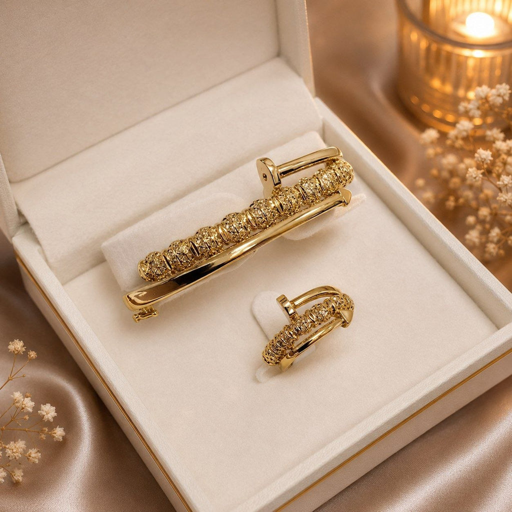 Set Clou Doré – Bracelet & Bague