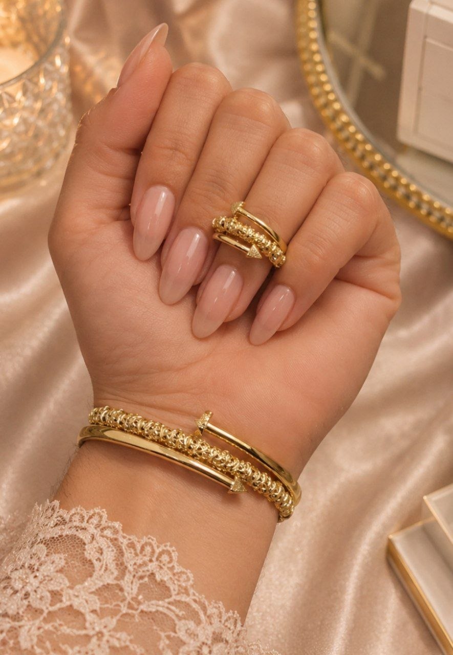 Set Clou Doré – Bracelet & Bague