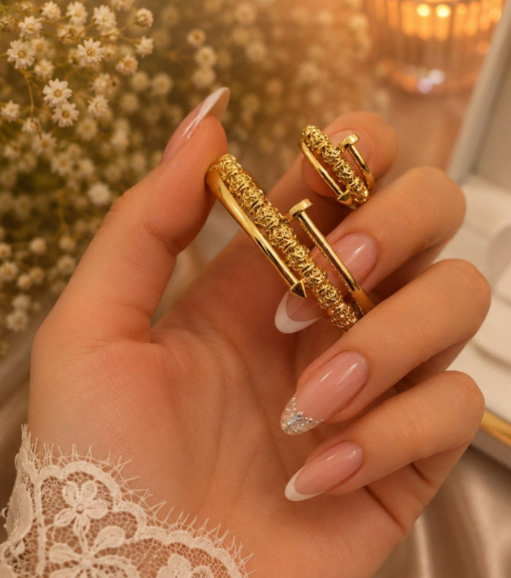 Set Clou Doré – Bracelet & Bague