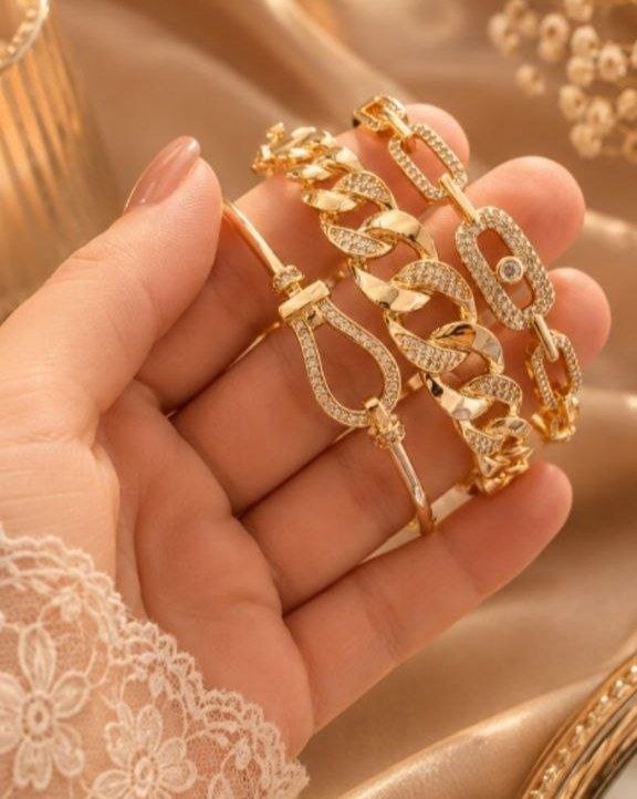 Set dorée – Lot de 3 bracelets