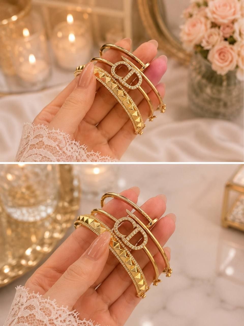 Ensemble de Bracelets Dorés Modernes – 3 Pièces