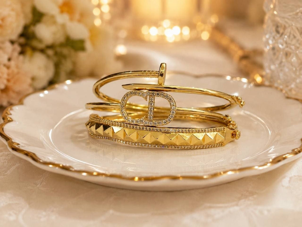 Ensemble de Bracelets Dorés Modernes – 3 Pièces