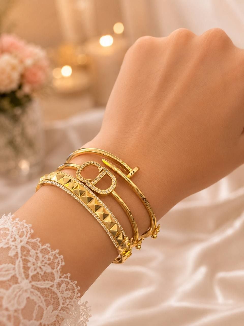 Ensemble de Bracelets Dorés Modernes – 3 Pièces